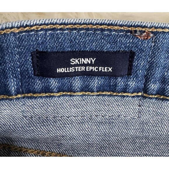 Hollister Epic Flex Jeans Mens Size 32x30 Measures 33x28 Skinny Distressed Blue - Picture 4 of 14